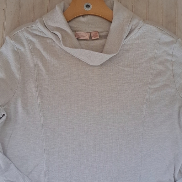 NorthCrest Classic Oversized Shawl Collar Pullover Sweater Beige Neutral Knit - Picture 4 of 11